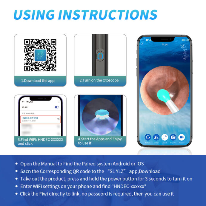 ⁦Kit de nettoyage des oreilles intelligents sans fil avec caméra et lumière LED NE3⁩ - الصورة ⁦3⁩