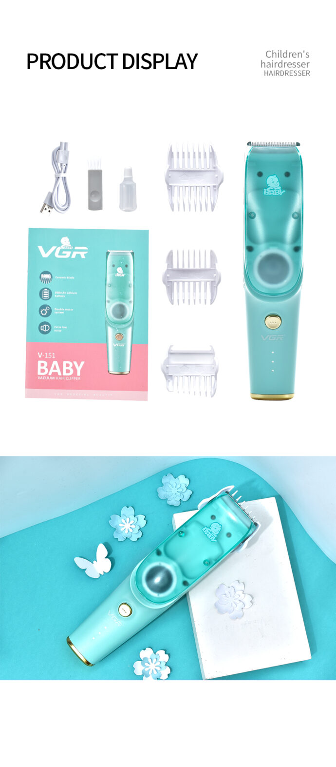 ⁦Tondeuse à cheveux à aspiration automatique pour bébé avec affichage numérique ultra-silencieuse⁩ - الصورة ⁦9⁩